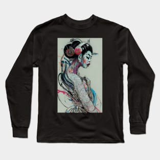 Cyber Geisha painting Long Sleeve T-Shirt